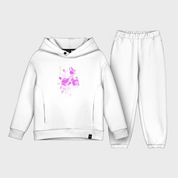 Детский костюм оверсайз Purple flowers, цвет: белый