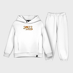 Детский костюм оверсайз Год Тигра 2022 с мордочкой, цвет: белый