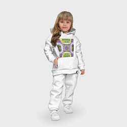 Детский костюм оверсайз Коллекция Фрактальная мозаика Фиолетово-зеленый Кв, цвет: белый — фото 2