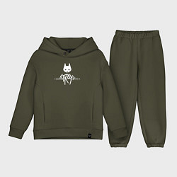 Детский костюм оверсайз Stray: White Logo, цвет: хаки