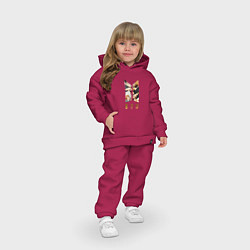 Детский костюм оверсайз БТС Логотип Фото, цвет: маджента — фото 2