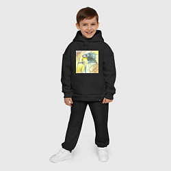 Детский костюм оверсайз Синица-лазоревка в стиле акварель, цвет: черный — фото 2