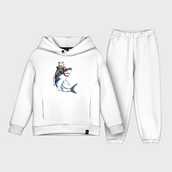 Детский костюм оверсайз Опоссум верхом на акуле, цвет: белый