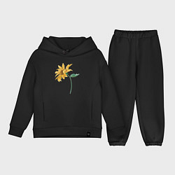 Детский костюм оверсайз Branch With a Sunflower Подсолнух, цвет: черный