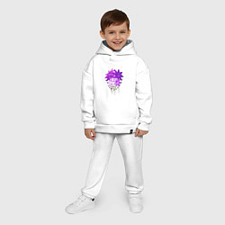 Детский костюм оверсайз Flowers purple light, цвет: белый — фото 2