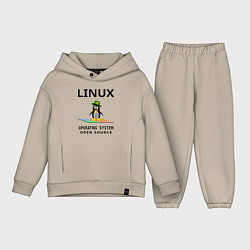 Детский костюм оверсайз Пингвин линукс, цвет: миндальный