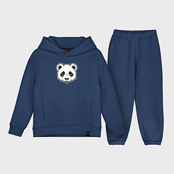 Детский костюм оверсайз Голова милой панды, цвет: тёмно-синий