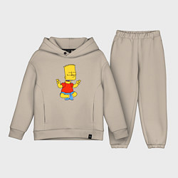 Детский костюм оверсайз Барт Симпсон - сидит со скрещенными пальцами, цвет: миндальный
