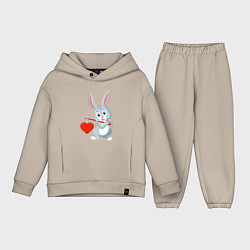 Детский костюм оверсайз Влюблённый кролик, цвет: миндальный