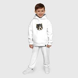 Детский костюм оверсайз Бостон-терьер в хоккейном шлеме, цвет: белый — фото 2