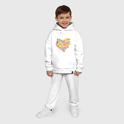 Детский костюм оверсайз Орнамент цветочный в форме сердца Любовь, цвет: белый — фото 2