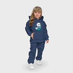 Детский костюм оверсайз Панда геймер с малышами, цвет: тёмно-синий — фото 2