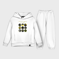 Детский костюм оверсайз Twenty One Pilots коллаж, цвет: белый
