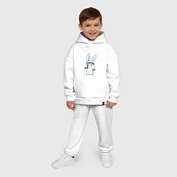 Детский костюм оверсайз Прикольный зайчишка пауэрлифтер, цвет: белый — фото 2