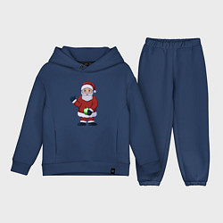 Детский костюм оверсайз Дед Мороз с елочной игрушкой, цвет: тёмно-синий