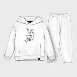 Детский костюм оверсайз Кролик Снежок новогодний, цвет: белый