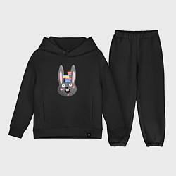 Детский костюм оверсайз Черный кролик с подарками, цвет: черный