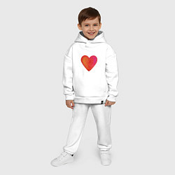 Детский костюм оверсайз Красное Сердце любовь, цвет: белый — фото 2