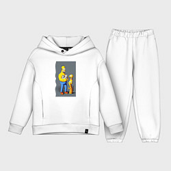 Детский костюм оверсайз Homer Simpson and cats - нейросеть арт, цвет: белый