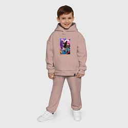Детский костюм оверсайз Пёс космонавт - нейросеть, цвет: пыльно-розовый — фото 2