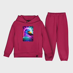 Детский костюм оверсайз Neon eagle - neural network, цвет: маджента