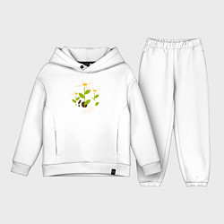 Детский костюм оверсайз Череп и цветочки, цвет: белый