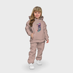 Детский костюм оверсайз Киберлетчица в цветах - Хуф и Ся - дополнение, цвет: пыльно-розовый — фото 2