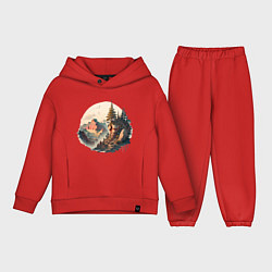 Детский костюм оверсайз Горы в стиле моротай, цвет: красный