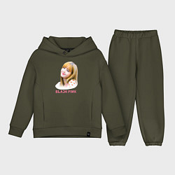 Детский костюм оверсайз Lisa Blackpink, цвет: хаки