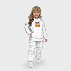 Детский костюм оверсайз Chicken Gun: цветные квадраты, цвет: белый — фото 2
