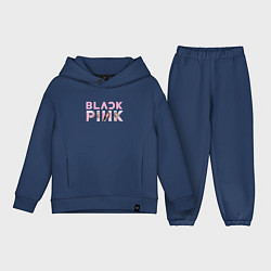 Детский костюм оверсайз Blackpink logo Jisoo Lisa Jennie Rose, цвет: тёмно-синий