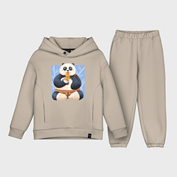 Детский костюм оверсайз Kung Fu Panda ест рамен, цвет: миндальный