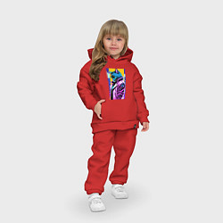 Детский костюм оверсайз Задумчивый котик - поп-арт - нейросеть, цвет: красный — фото 2