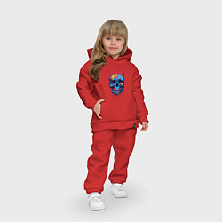 Детский костюм оверсайз Череп с брызгами краски, цвет: красный — фото 2
