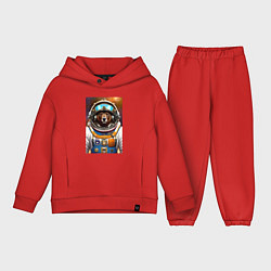 Детский костюм оверсайз Bear cool astronaut - neural network, цвет: красный
