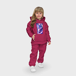 Детский костюм оверсайз Светящийся волк - нейросеть - поп-арт, цвет: маджента — фото 2