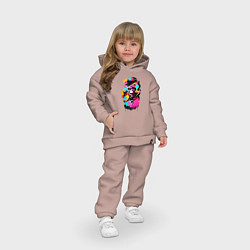 Детский костюм оверсайз Череп - поп-арт - кляксы, цвет: пыльно-розовый — фото 2