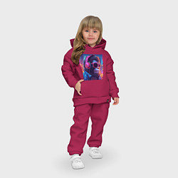 Детский костюм оверсайз Обезьяна в ярких неоновых наушниках, цвет: маджента — фото 2
