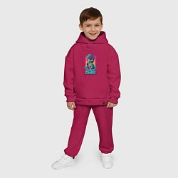 Детский костюм оверсайз Кибер зомби Киберпанк, цвет: маджента — фото 2