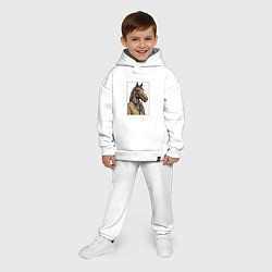 Детский костюм оверсайз Конь в бежевом пальто, цвет: белый — фото 2