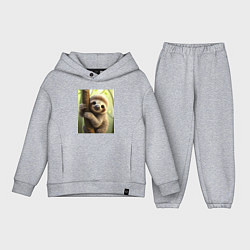 Детский костюм оверсайз Ленивец в лесу, цвет: меланж