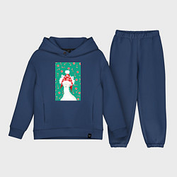 Детский костюм оверсайз Лама - альпака в ушанке, цвет: тёмно-синий