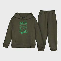 Детский костюм оверсайз Hustle hit never quit, цвет: хаки