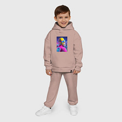 Детский костюм оверсайз Профиль Гомера Симпсона - нейросеть, цвет: пыльно-розовый — фото 2