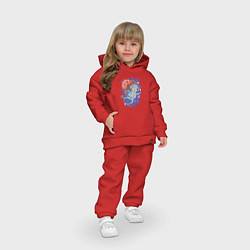 Детский костюм оверсайз Дед Мороз-космонавт в космосе, цвет: красный — фото 2