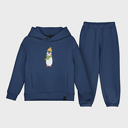 Детский костюм оверсайз Весёлый пингвин в шапке, цвет: тёмно-синий