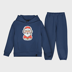 Детский костюм оверсайз Дед Мороз в наушниках, цвет: тёмно-синий