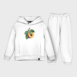 Детский костюм оверсайз Персик с листьями, цвет: белый