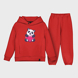 Детский костюм оверсайз Сердце панды, цвет: красный