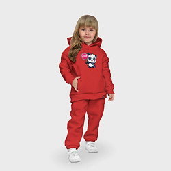 Детский костюм оверсайз Милая панда со знаком стоп, цвет: красный — фото 2